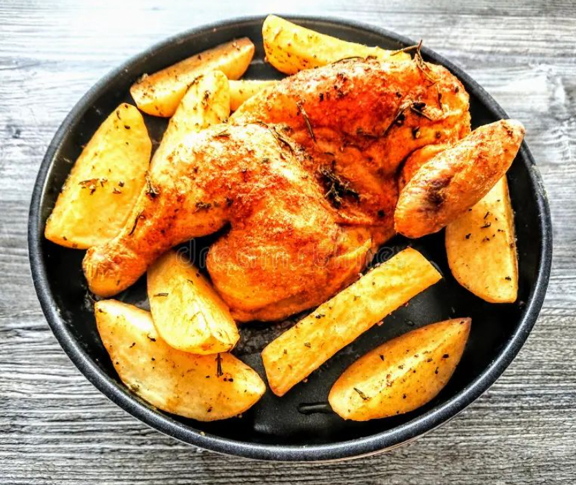 Half Rotisserie Chicken & Potato Weges