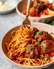 Pasta with meatballs or Bolognaise