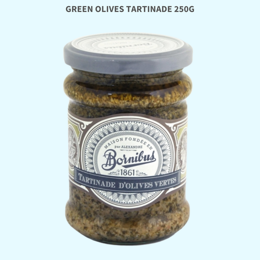 Green olives tapenade - Tartinade olives Bornibus